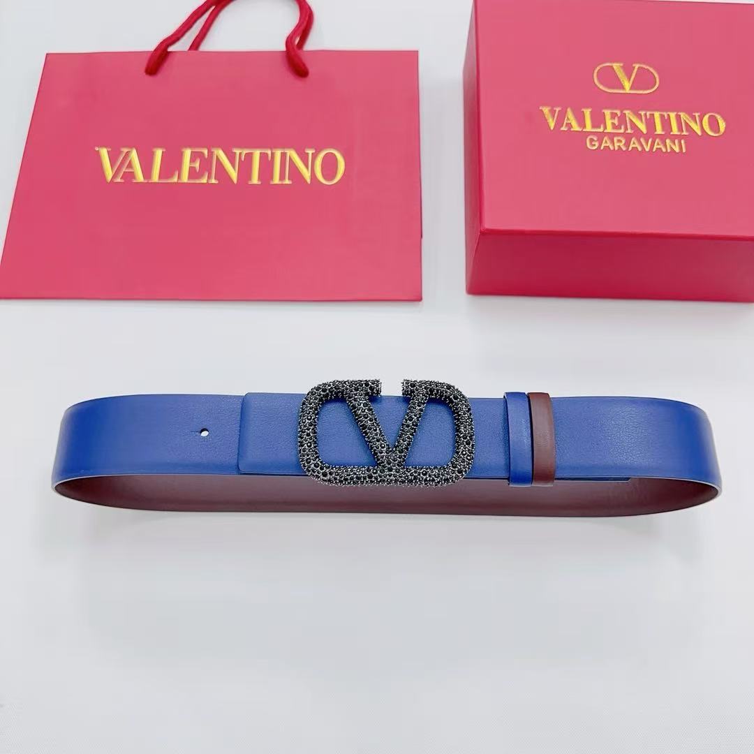 VLOGO SIGNATURE REVERSIBLE BELT 40MM BLUE BROWN CALFSKIN