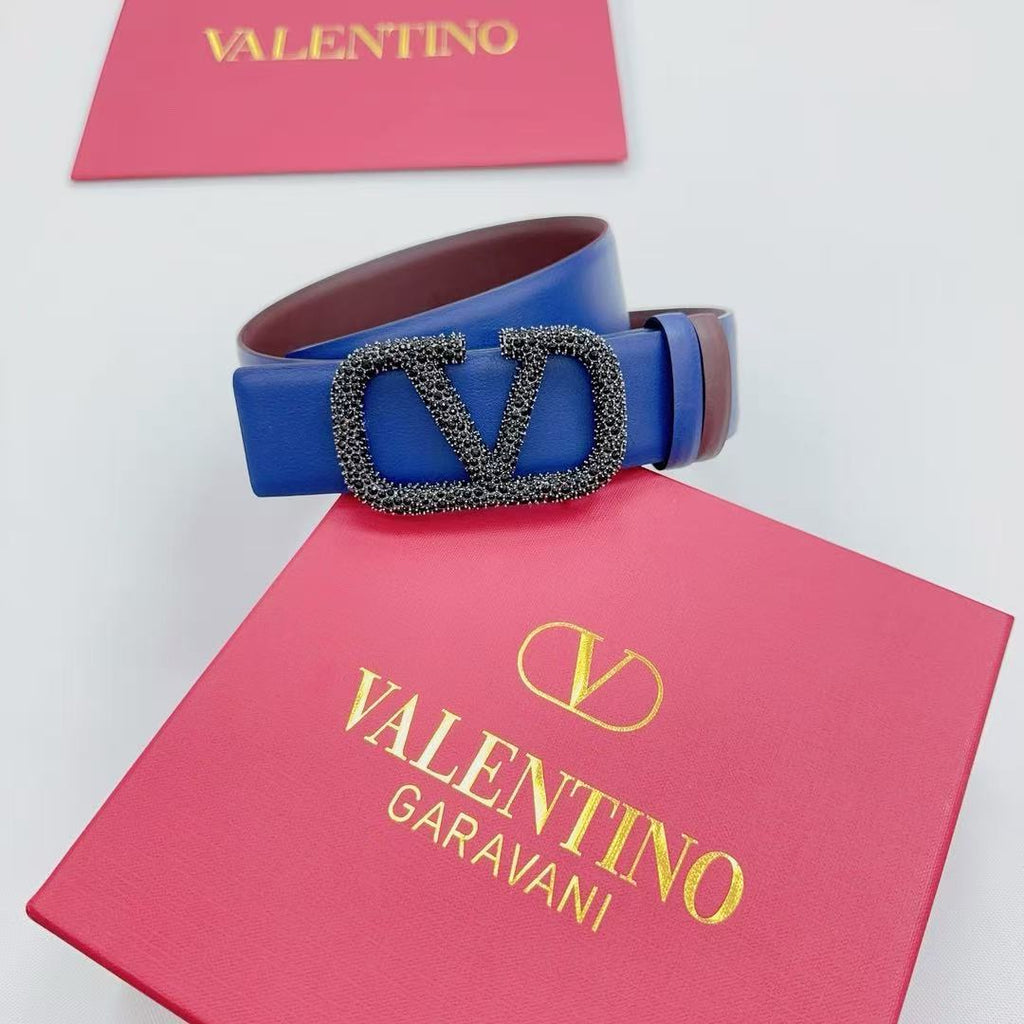 VLOGO SIGNATURE REVERSIBLE BELT 40MM BLUE BROWN CALFSKIN