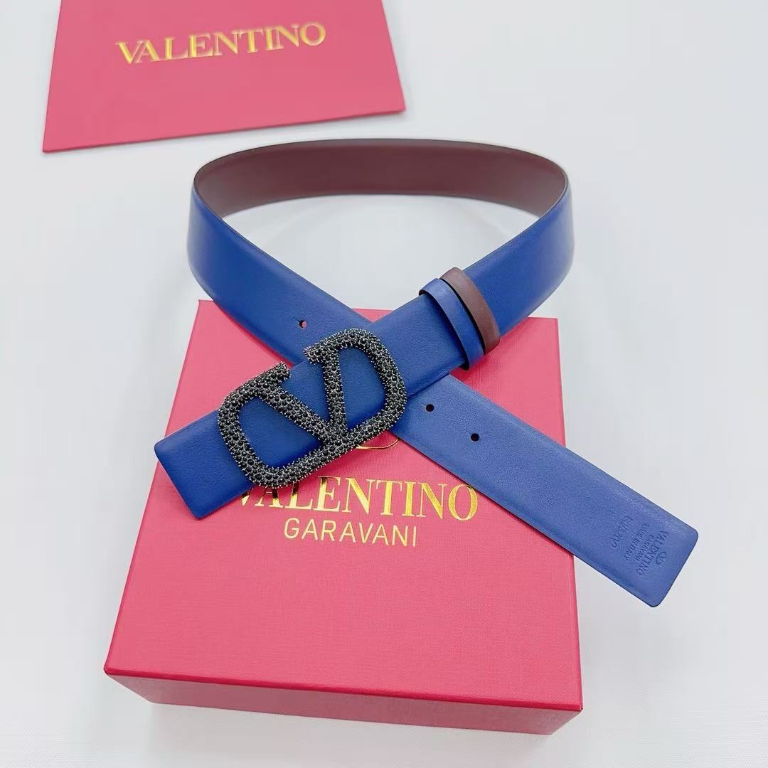 VLOGO SIGNATURE REVERSIBLE BELT 40MM BLUE BROWN CALFSKIN
