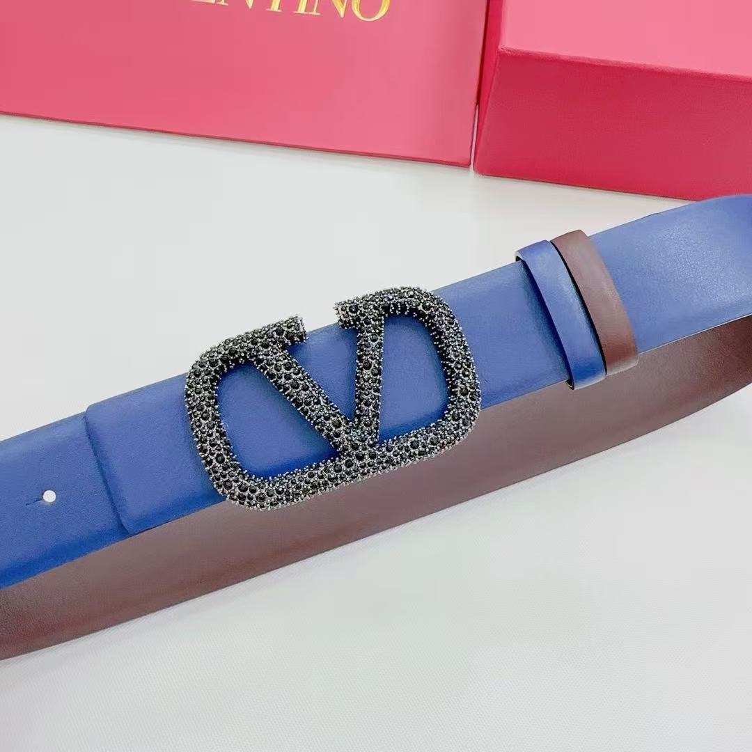 VLOGO SIGNATURE REVERSIBLE BELT 40MM BLUE BROWN CALFSKIN