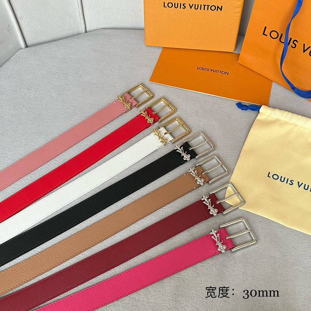 LV BLOOM 30MM BELT IN BLUSH PINK CALFSKIN GOLD HARDWARE