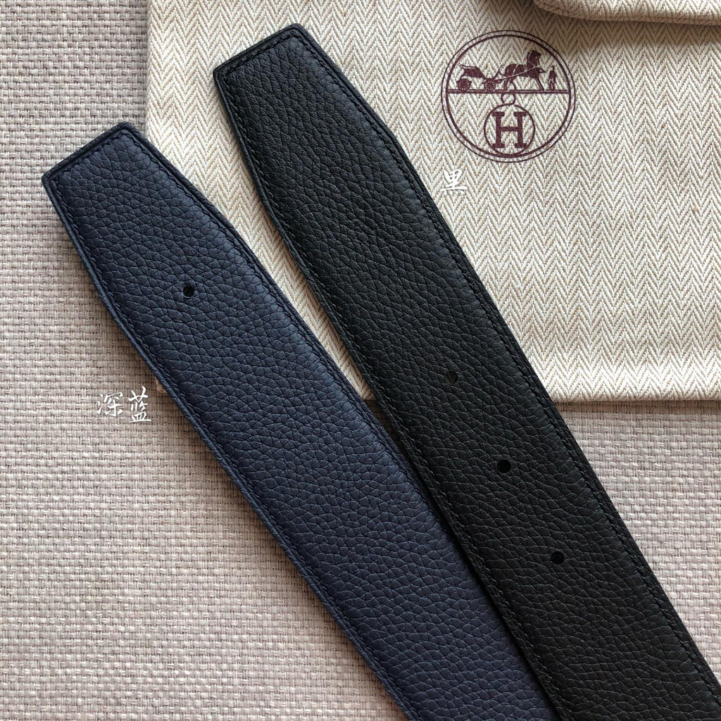 HM BELT BUCKLE & REVERSIBLE BLACK LEATHER STRAP 38MM GOLD HARDWARE