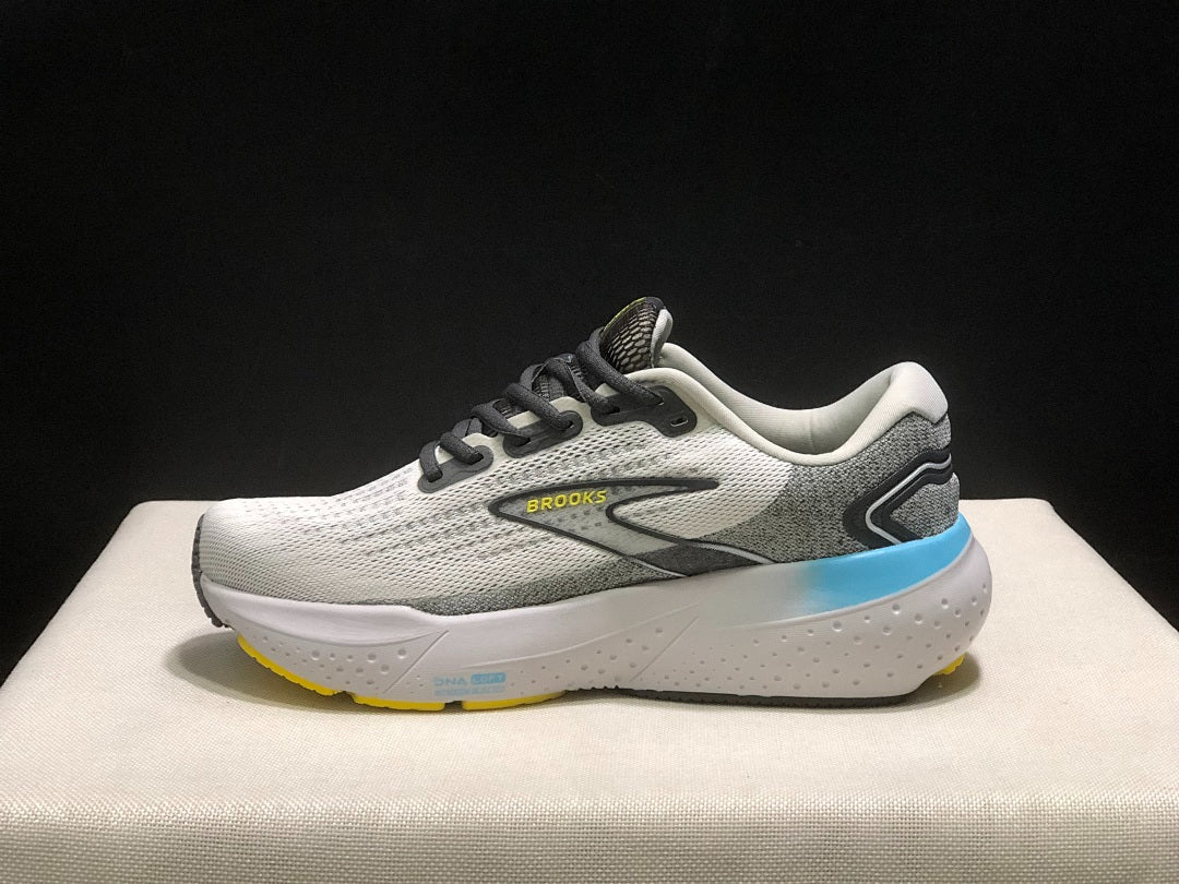 Brooks Glycerin 21 Neutral Road Running Shoes White Grey Blue Yellow