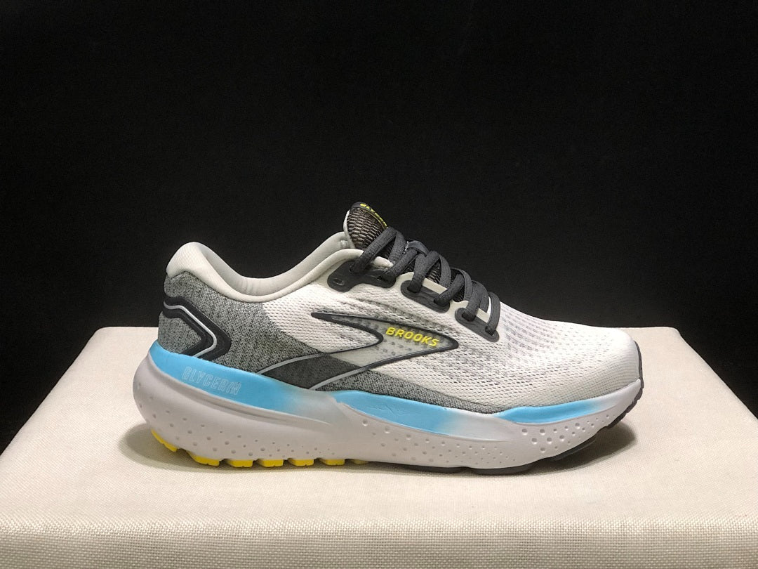 Brooks Glycerin 21 Neutral Road Running Shoes White Grey Blue Yellow