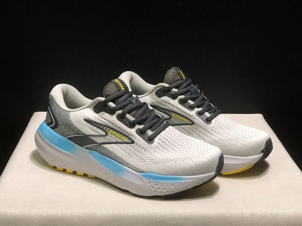 Brooks Glycerin 21 Neutral Road Running Shoes White Grey Blue Yellow