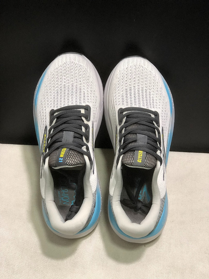 Brooks Glycerin 21 Neutral Road Running Shoes White Grey Blue Yellow