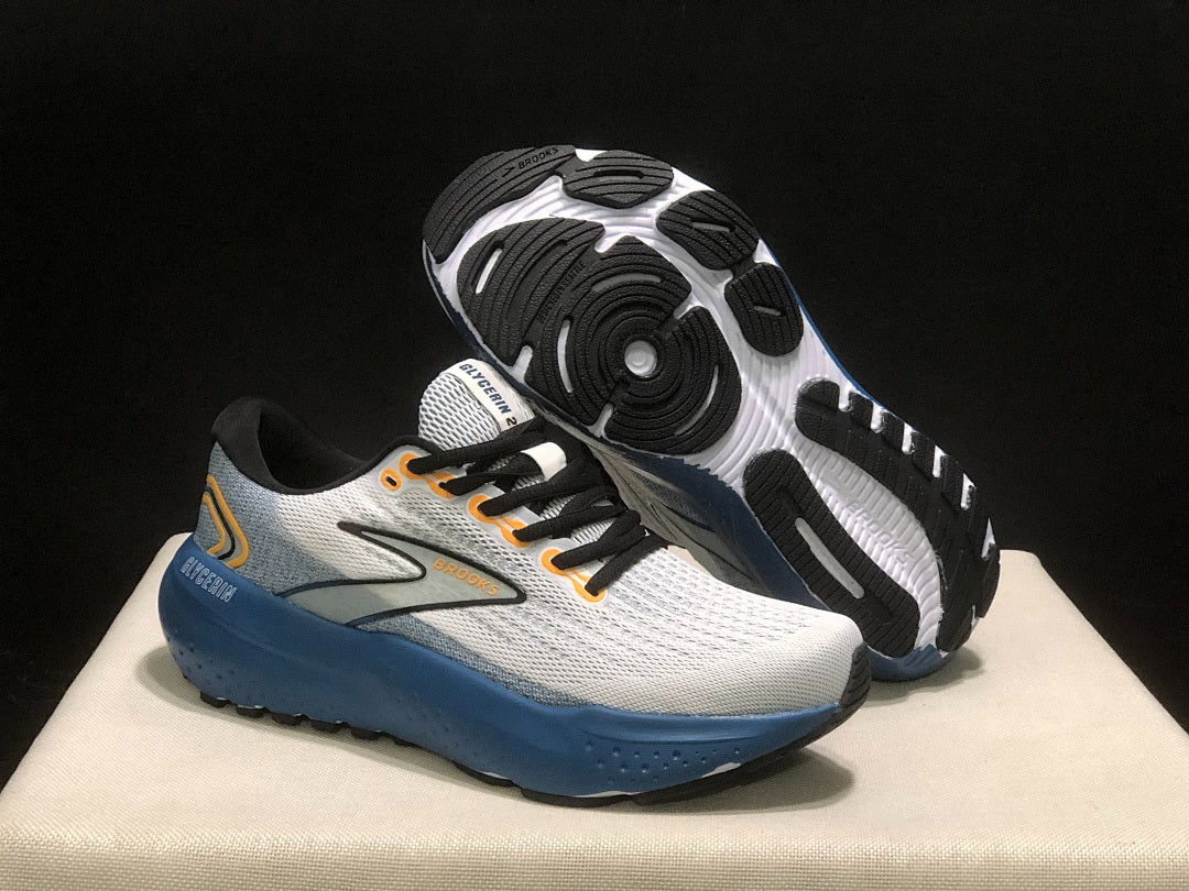 Brooks Glycerin 21 Neutral Road Running Shoes White Blue Gold