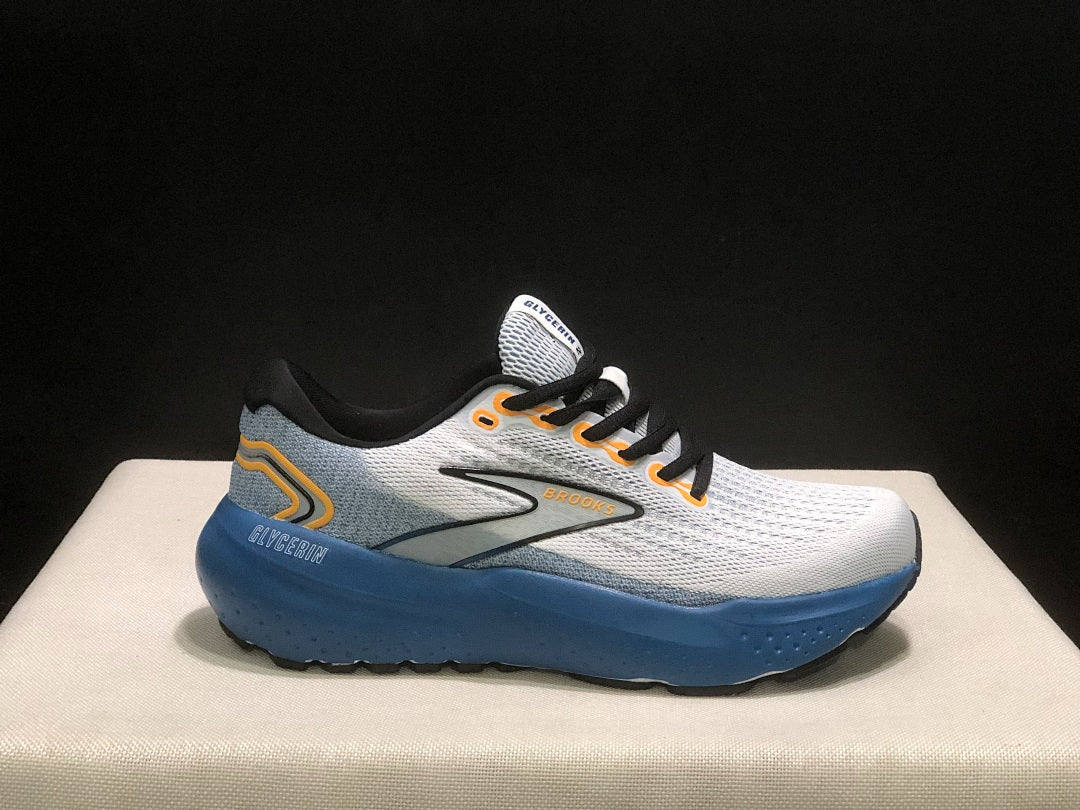 Brooks Glycerin 21 Neutral Road Running Shoes White Blue Gold
