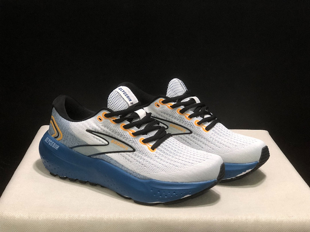 Brooks Glycerin 21 Neutral Road Running Shoes White Blue Gold