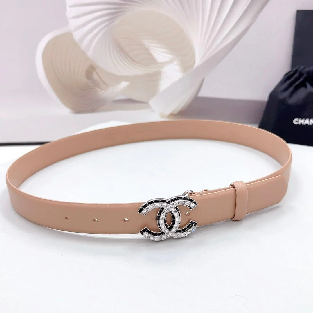 CC 30MM BELT IN DESERT SAND CALFSKIN METAL HARDWARE