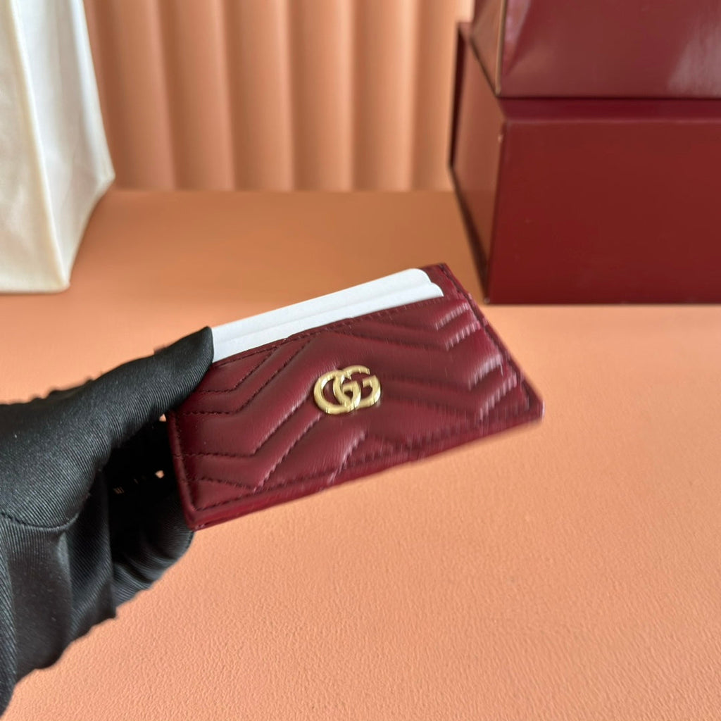 Gucci Marmont Card Wallet Rosso Ancora Red Calfskin 254959