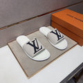 Louis Vuitton Men's White Suede Slide Sandals