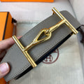 H JUMBO BELT 40MM GOLD BUCKLE BLACK TAUPE  LEATHER