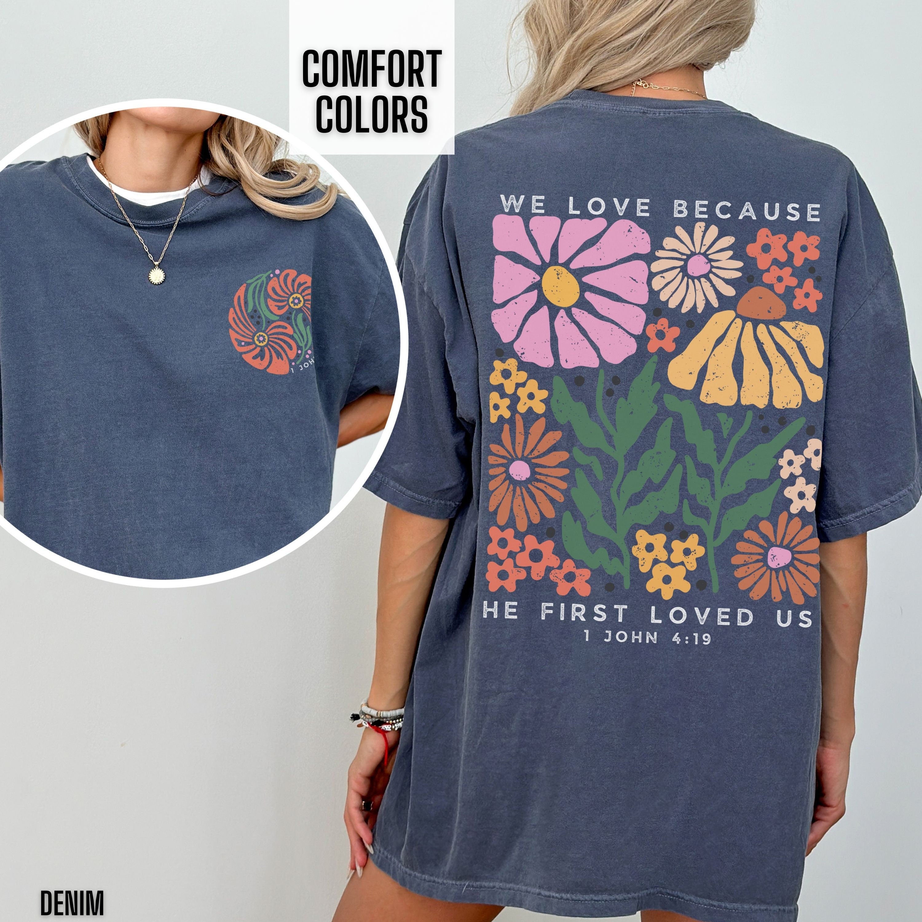 Boho Christian Shirt Comfort Color Women Jesus Tee Vintage Faith Tshirt Floral Religious T Shirt Retro Bible Verse Clothes Trendy Streetwear