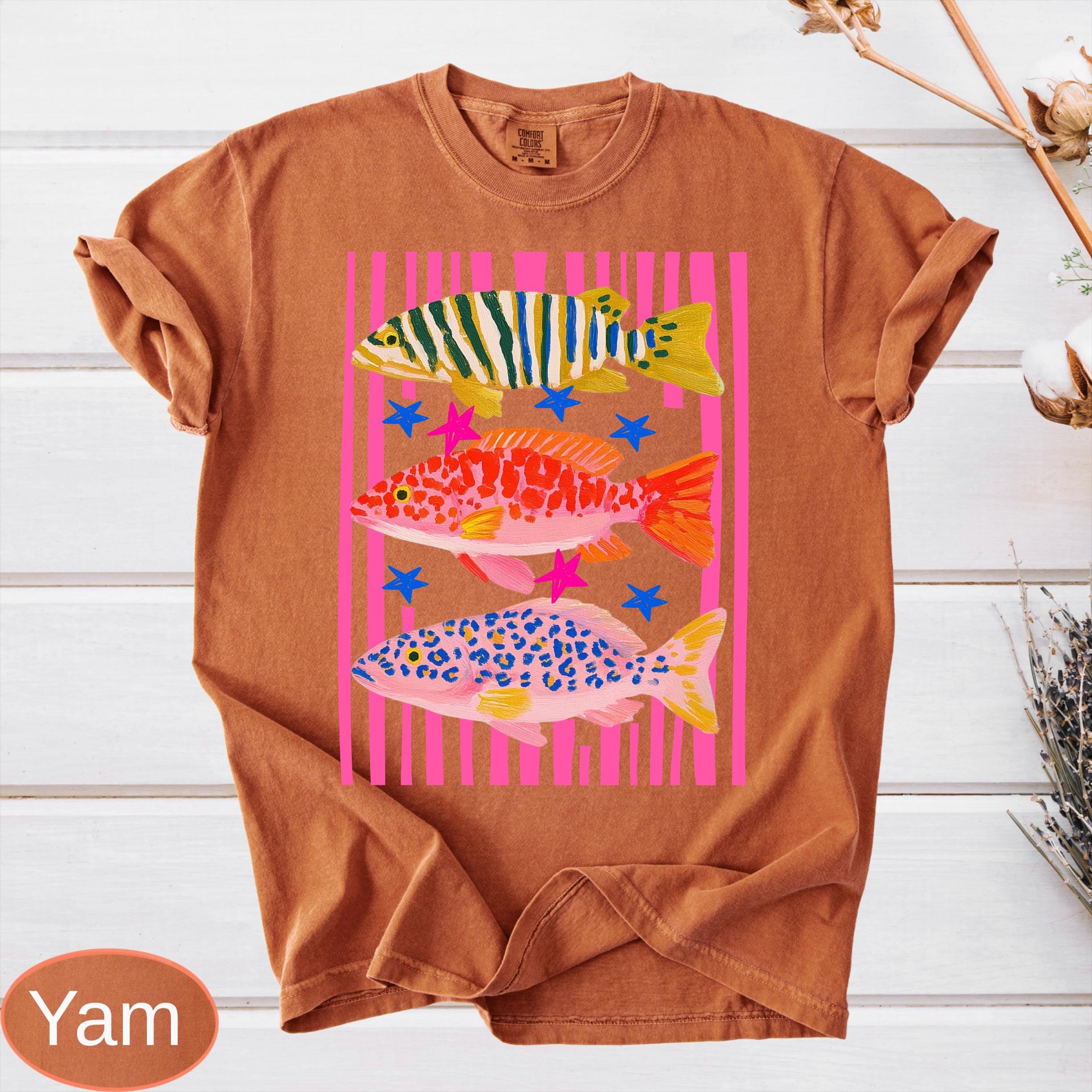 Comfort Colors Preppy Fish Shirt, Summer Vacation Tee, Girls Fishing Tshirt, Beach Vibes