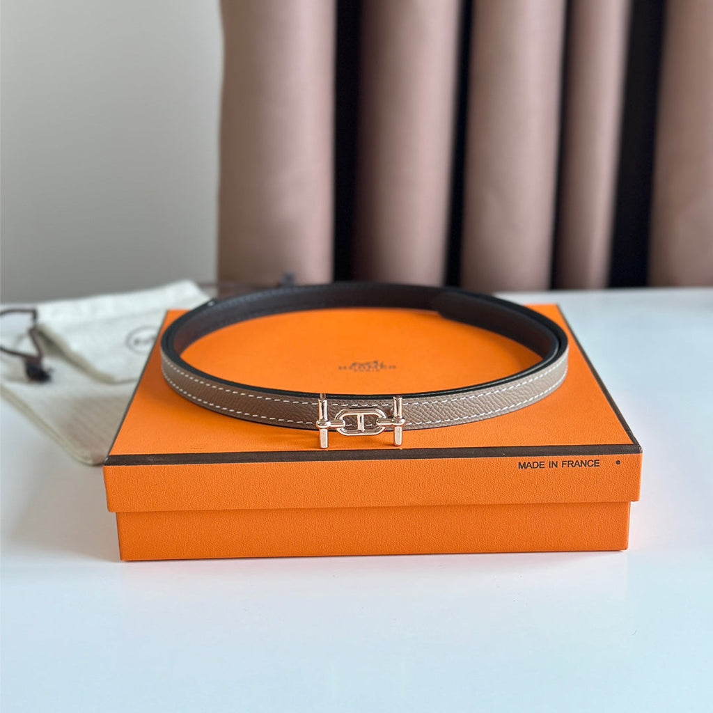 HM ANCRE BUCKLE & REVERSIBLE BLACK AND KHAKI BROWN LEATHER STRAP 13MM COPPER HARDWARE