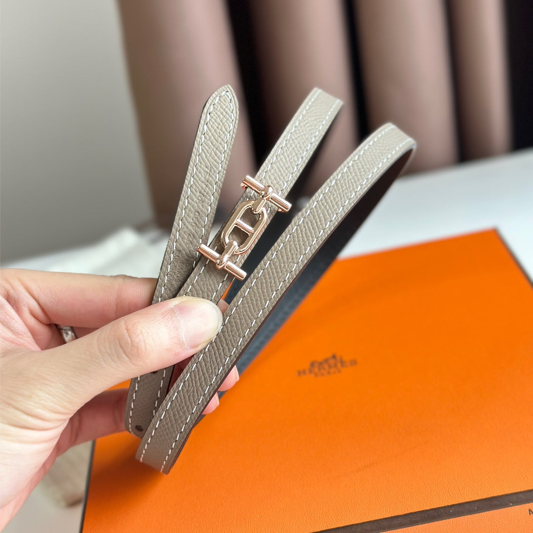 HM ANCRE BUCKLE & REVERSIBLE BLACK AND KHAKI BROWN LEATHER STRAP 13MM COPPER HARDWARE
