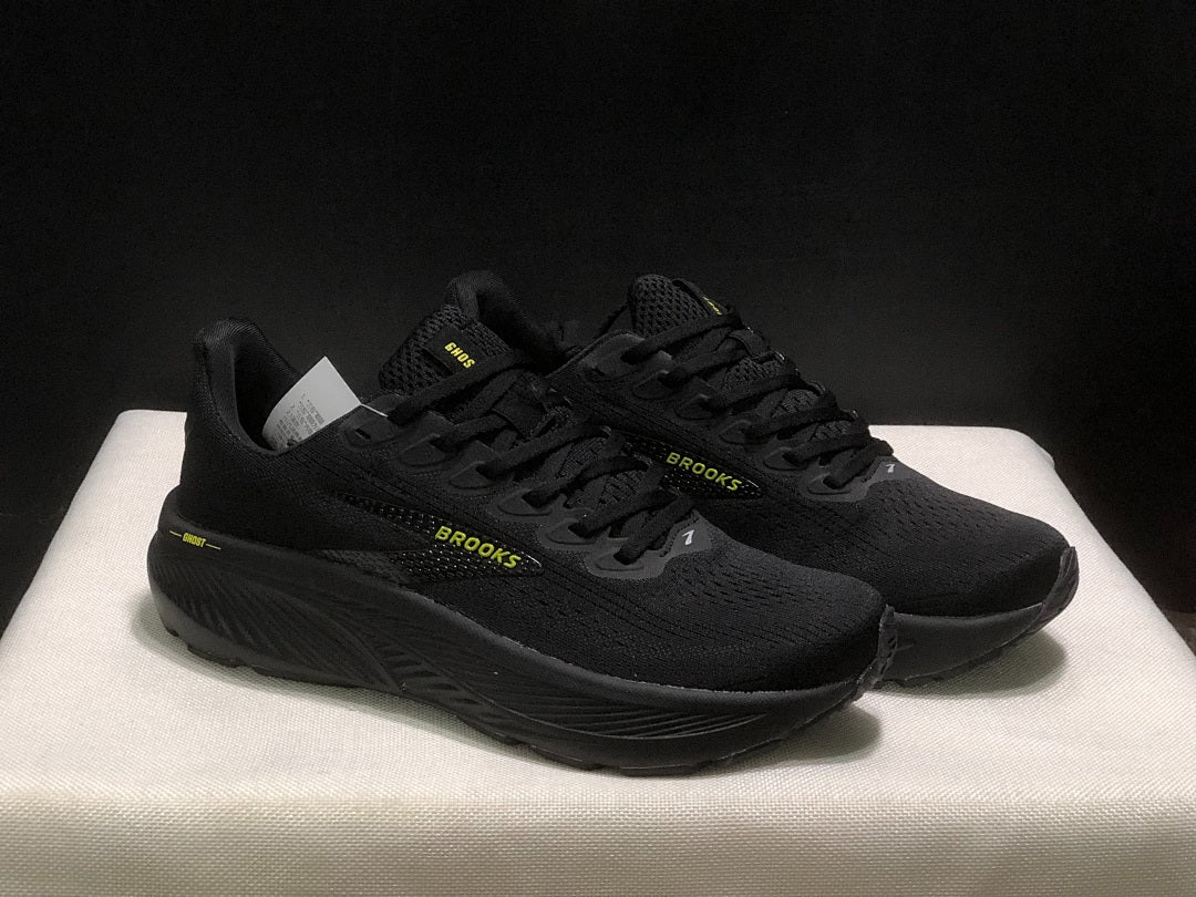 Brooks Ghost 17 Neutral Road Running Shoes Black Lime Yellow