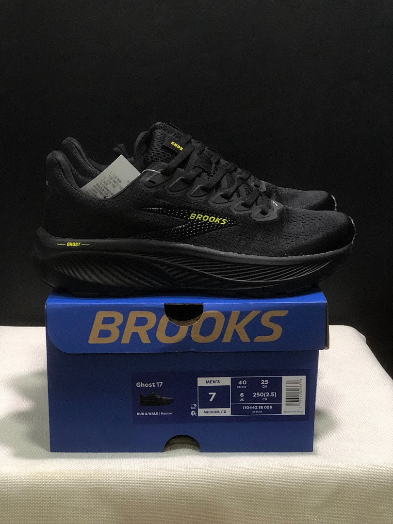 Brooks Ghost 17 Neutral Road Running Shoes Black Lime Yellow