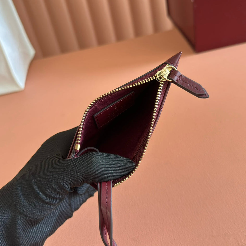 GG Marmont Card Case Zipper Wallet Rosso Ancora Red Leather 255164