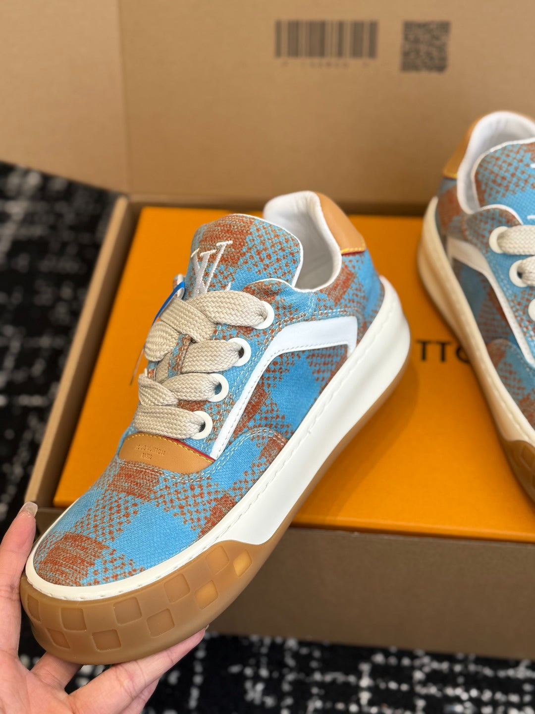 Louis Vuitton LV Tilted Sneaker (Blue & Terracotta Check)