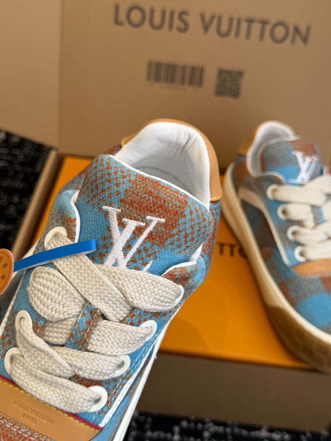 Louis Vuitton LV Tilted Sneaker (Blue & Terracotta Check)