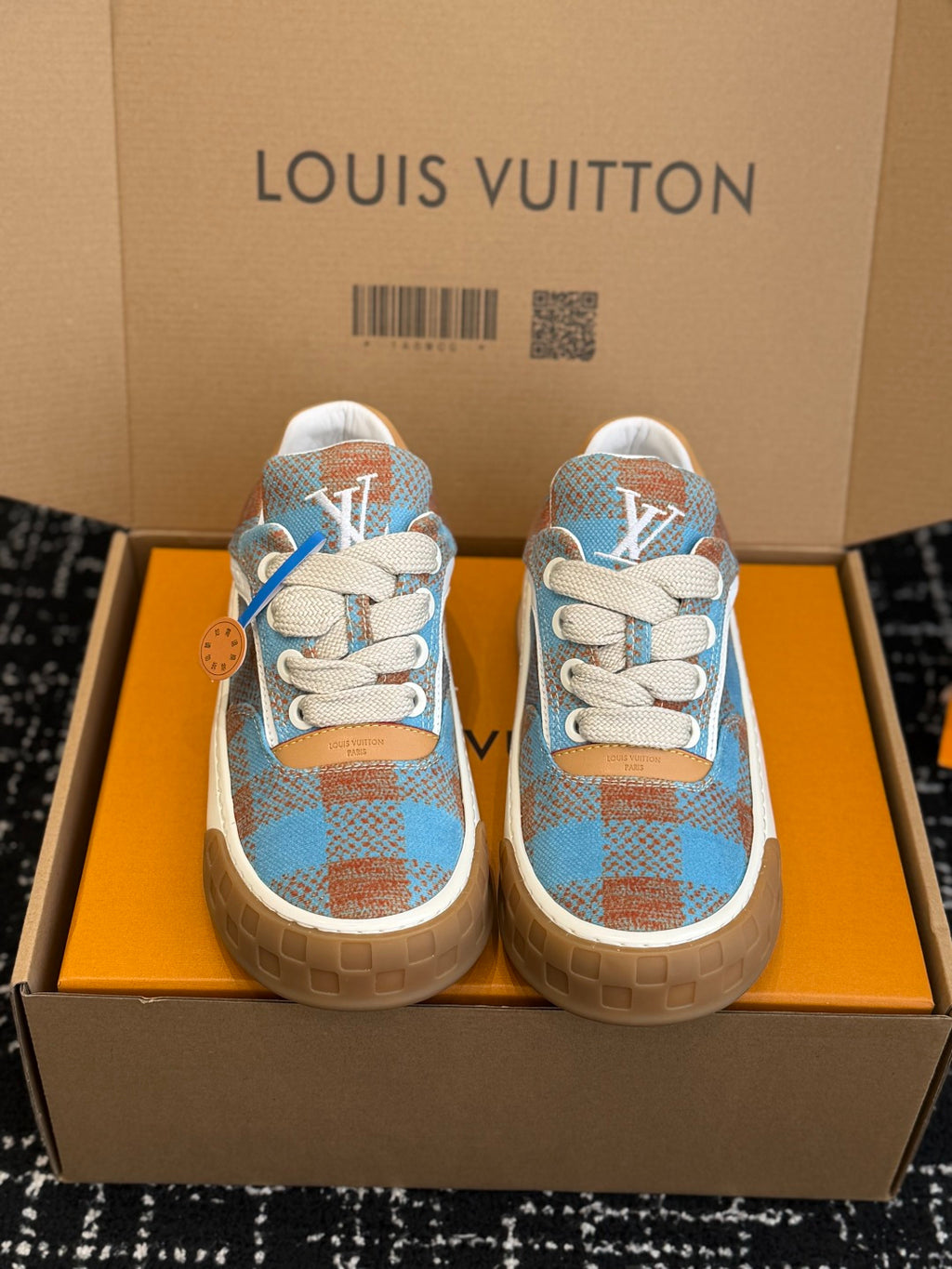 Louis Vuitton LV Tilted Sneaker (Blue & Terracotta Check)