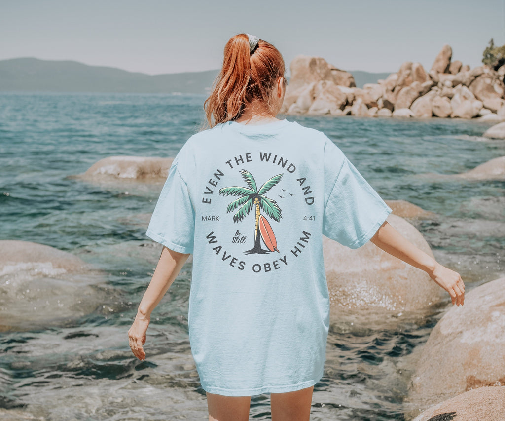 Christian Bible Verse shirt Beachy Backprint Comfort Colors Tee Trendy TShirt Unisex Tee Teen Baptism Gift Ocean Inspired Style