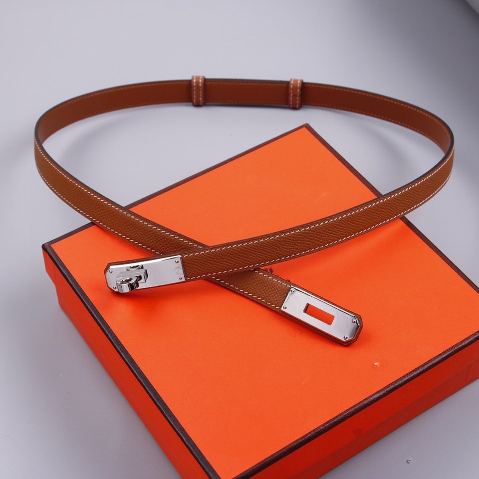 hm kelly belt 18mm gold calfskin silver buckle