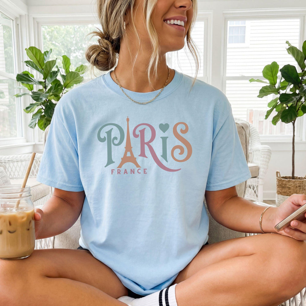 Comfort Colors Paris Eiffel Tower T-shirt French Paris Trip Shirt Trendy Paris Trip Tshirt Gift Old Money Aesthetic Girls Trendy Travel Tee