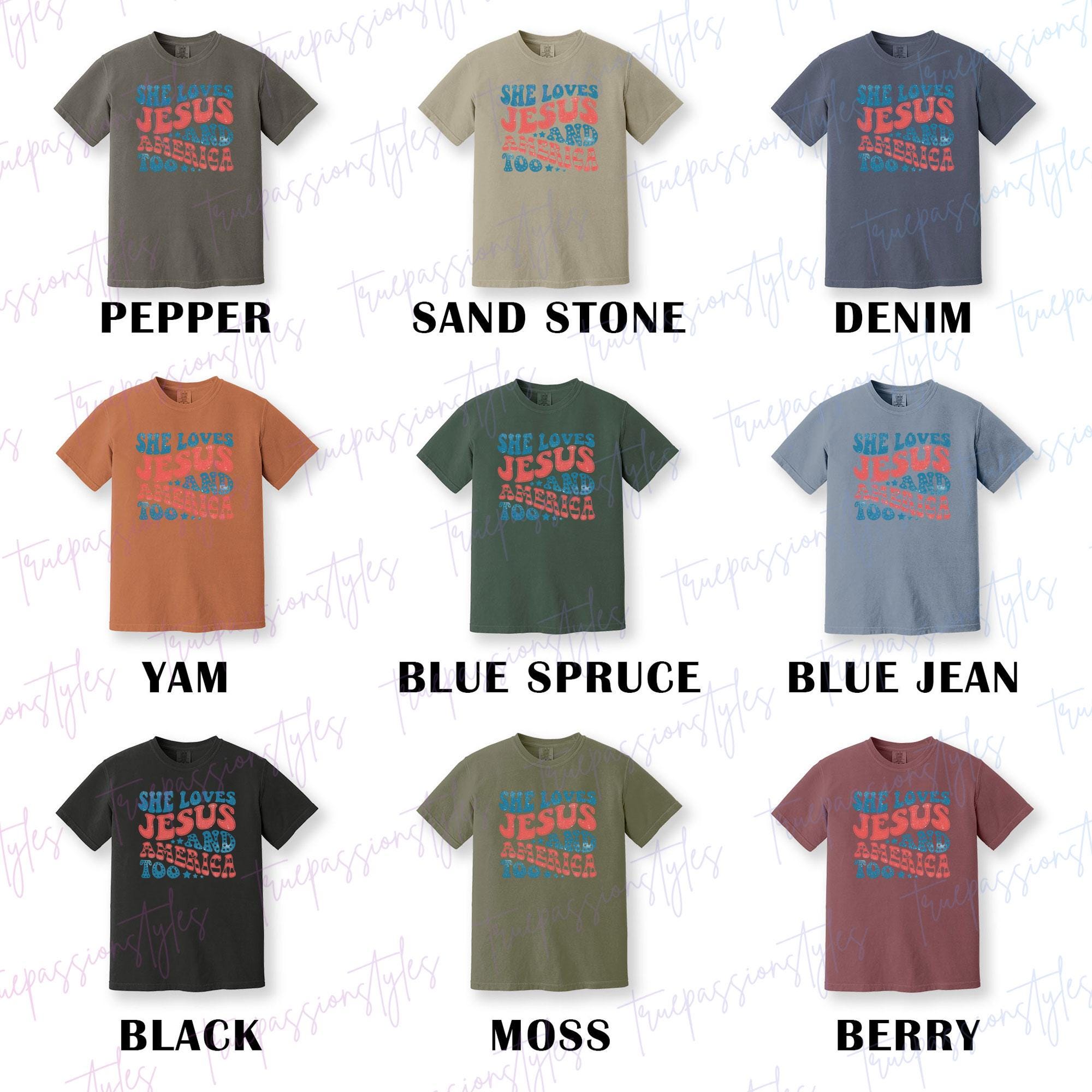 Comfort Colors® Retro USA Shirt, Patriotic Christian TShirt, Independence Day Tee, She Loves Jesus And America Too, 4th of July Shirt S00623