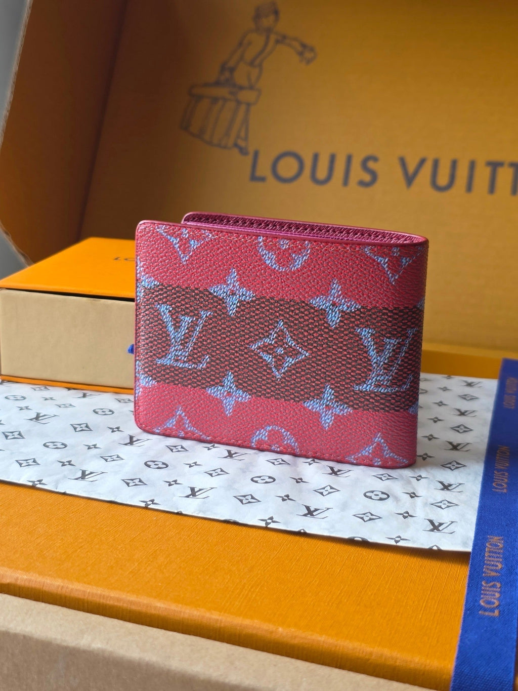 LV M25795 Multiple Wallet Red Black Cowhide