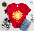 Personalized Happy Sun Tee, Custom Name Sunshine Shirt, Boho Summer Vibes Tshirt, Cute Sun Graphic Top, Morning Sun Outfit, Gift For Her
