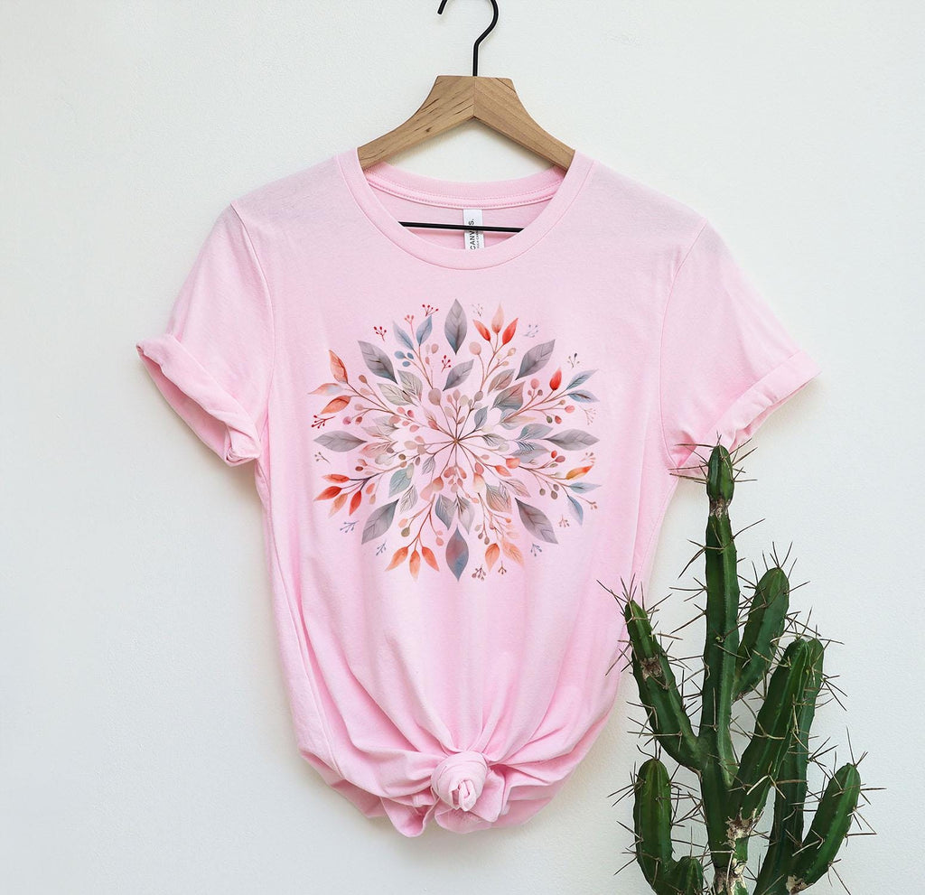 Floral Mandala T-Shirt, Mandala Flowers Shirt For Her, Boho Chic Tees, Gifts for Her, Yoga Shirt, Spiritual Flower Tshirt, Flower Lover Gift