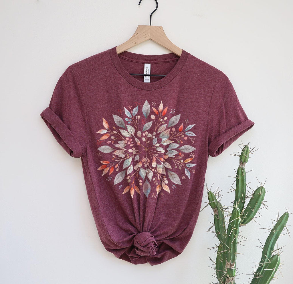 Floral Mandala T-Shirt, Mandala Flowers Shirt For Her, Boho Chic Tees, Gifts for Her, Yoga Shirt, Spiritual Flower Tshirt, Flower Lover Gift