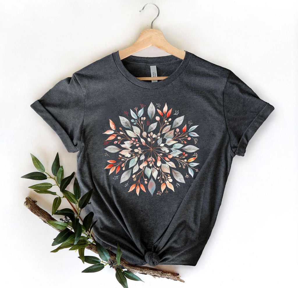 Floral Mandala T-Shirt, Mandala Flowers Shirt For Her, Boho Chic Tees, Gifts for Her, Yoga Shirt, Spiritual Flower Tshirt, Flower Lover Gift