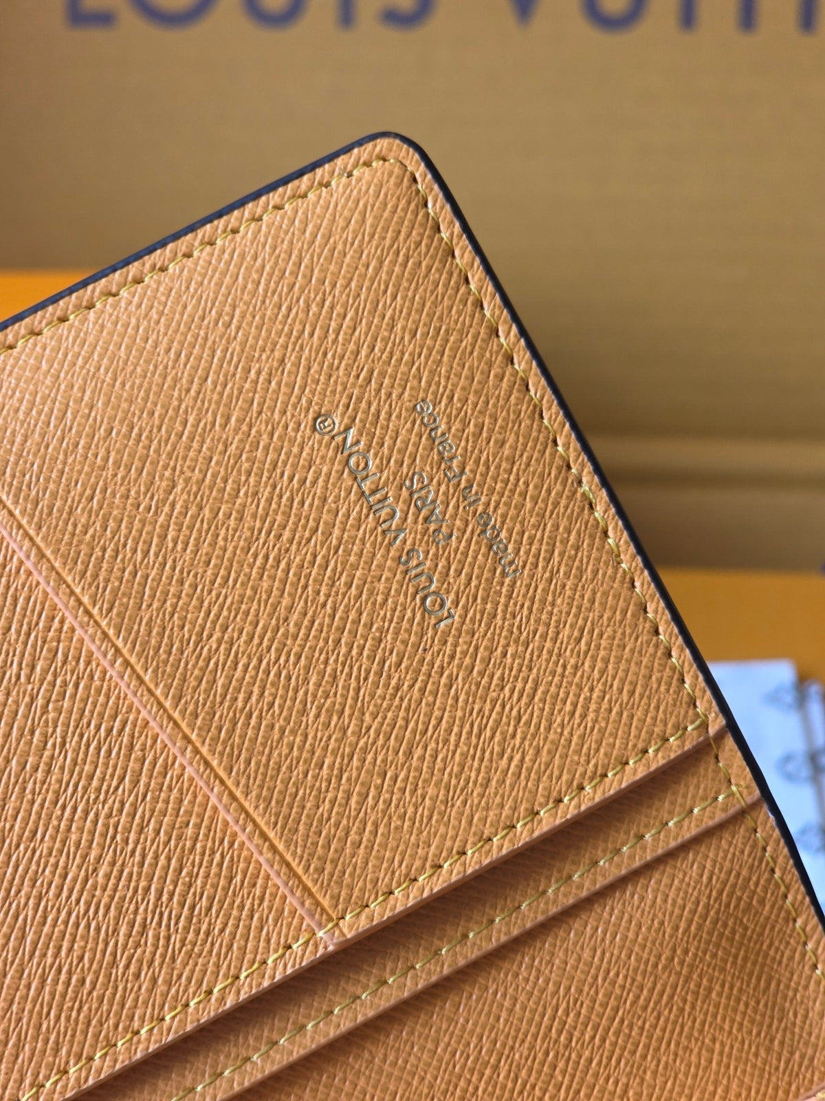 LV Brazza Wallet Dark Blue Teal Green Cowhide
