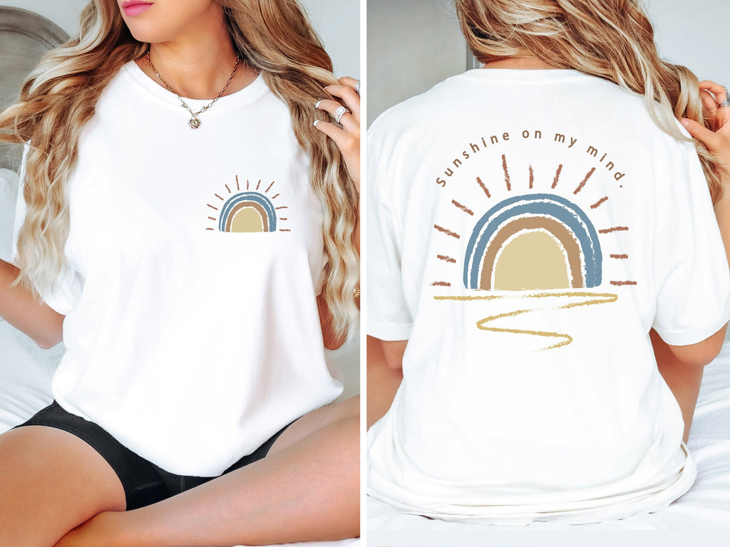 Retro Sun Shine On My Mind Shirt,Comfort Color Oversized Tshirt, Summer Shirt, Vacation Shirt, Beach Shirt, Summer Vacation Shirt,Boho Shirt