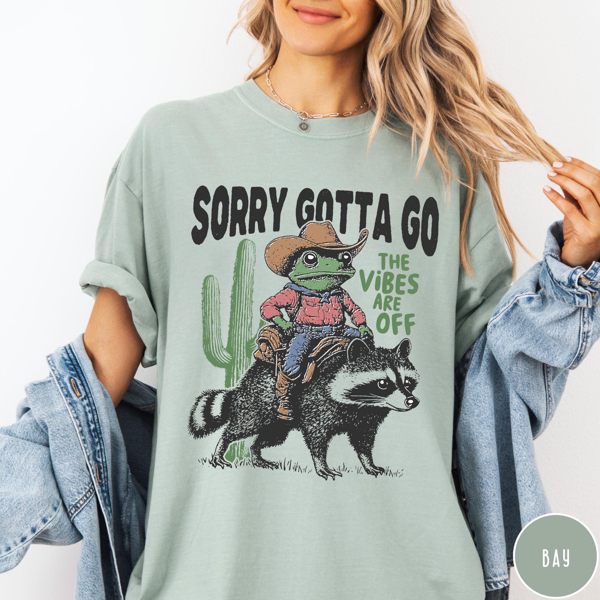 Vibes Are Off Comfort Colors® T-Shirt, Sorry Gotta Go, Vintage Frog Tshirt, Funny Retro Shirt, Graphic Tee, Funny Unisex Aesthetic Tshirt