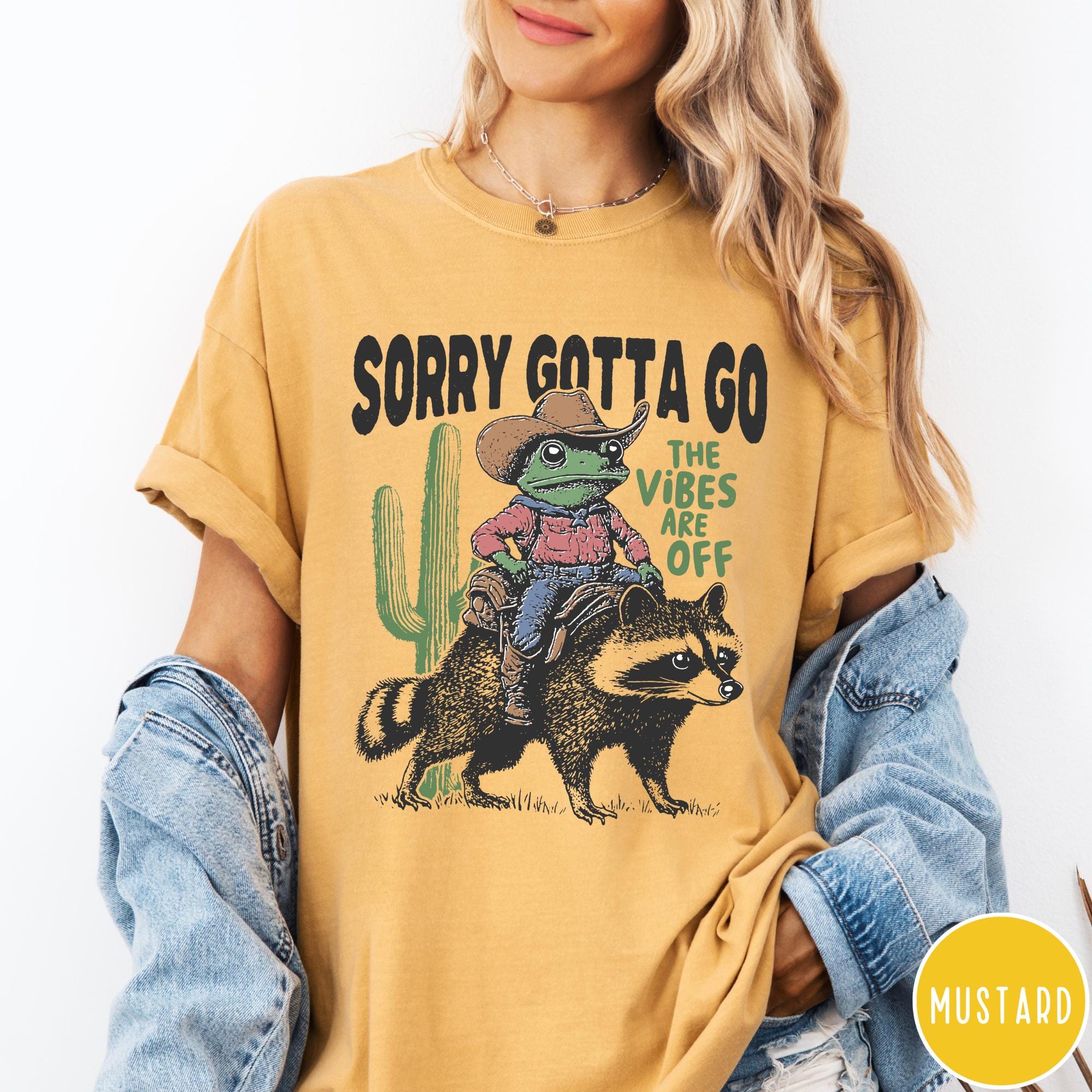 Vibes Are Off Comfort Colors® T-Shirt, Sorry Gotta Go, Vintage Frog Tshirt, Funny Retro Shirt, Graphic Tee, Funny Unisex Aesthetic Tshirt