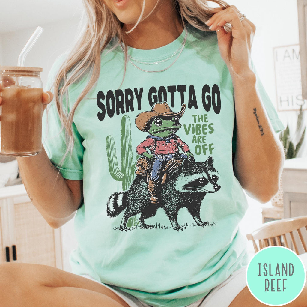 Vibes Are Off Comfort Colors® T-Shirt, Sorry Gotta Go, Vintage Frog Tshirt, Funny Retro Shirt, Graphic Tee, Funny Unisex Aesthetic Tshirt