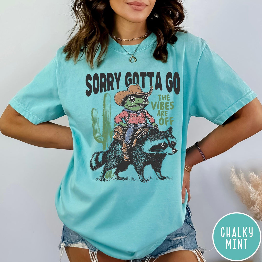 Vibes Are Off Comfort Colors® T-Shirt, Sorry Gotta Go, Vintage Frog Tshirt, Funny Retro Shirt, Graphic Tee, Funny Unisex Aesthetic Tshirt