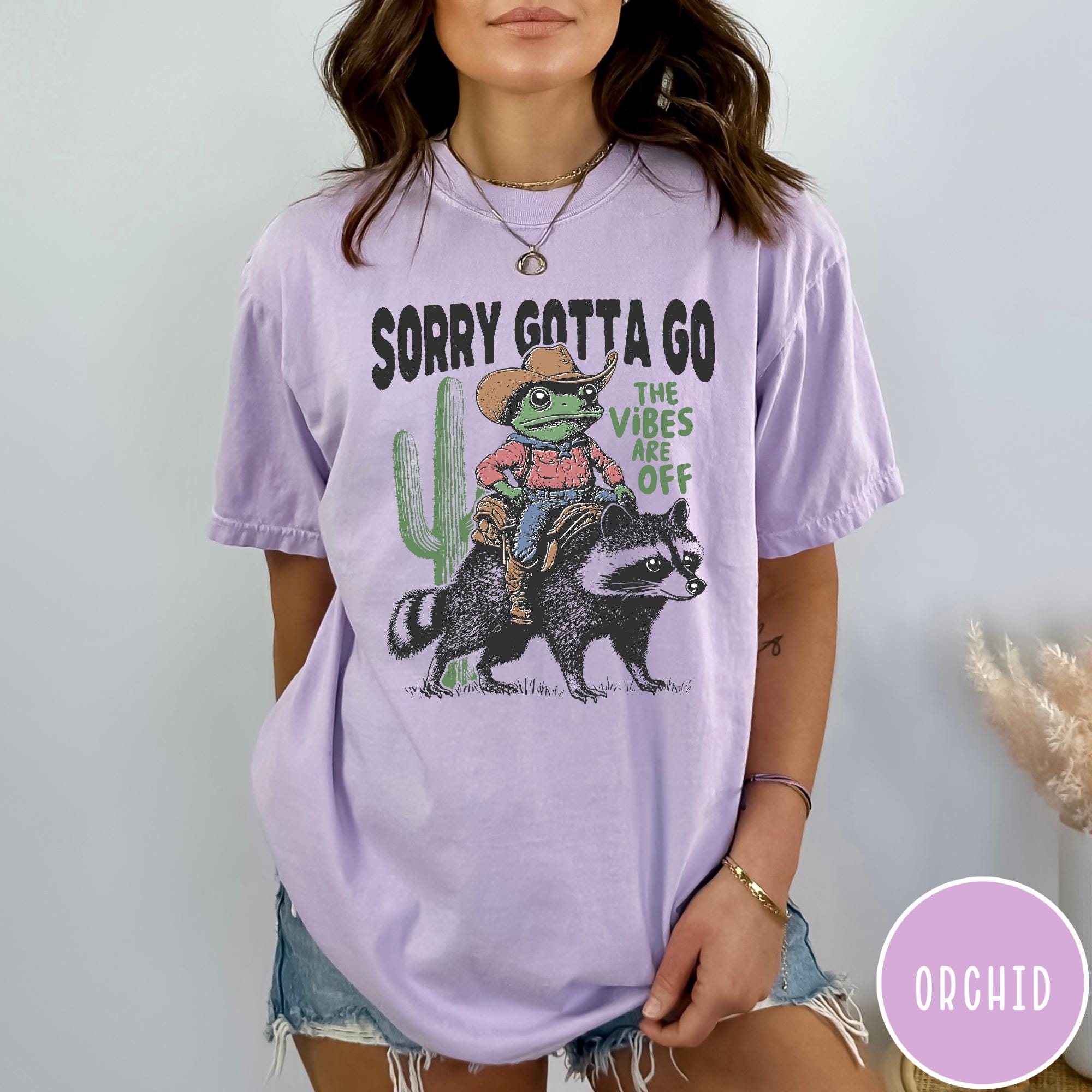 Vibes Are Off Comfort Colors® T-Shirt, Sorry Gotta Go, Vintage Frog Tshirt, Funny Retro Shirt, Graphic Tee, Funny Unisex Aesthetic Tshirt