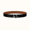 BOUCLE BELT BUCKLE & REVERSIBLE GINGER ORANGE AND BLACK LEATHER STRAP 38MM SILVER HARDWARE