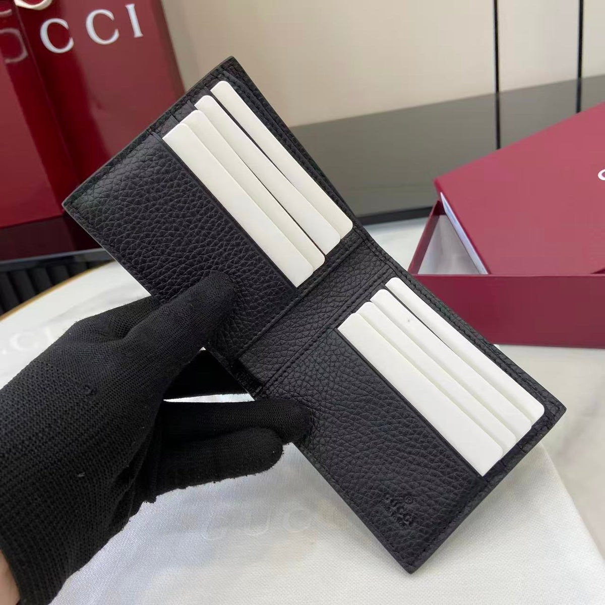 Gucci 25 Wallet 11cm Black Grained Cowhide 290506