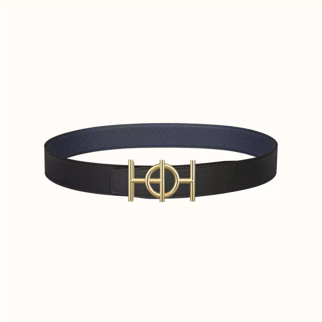 ULYSSE BELT BUCKLE & REVERSIBLE NAVY BLUE LEATHER STRAP 38MM GOLD HARDWARE