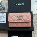 cc small wallet 11cm pink caviar light gold leather hardware