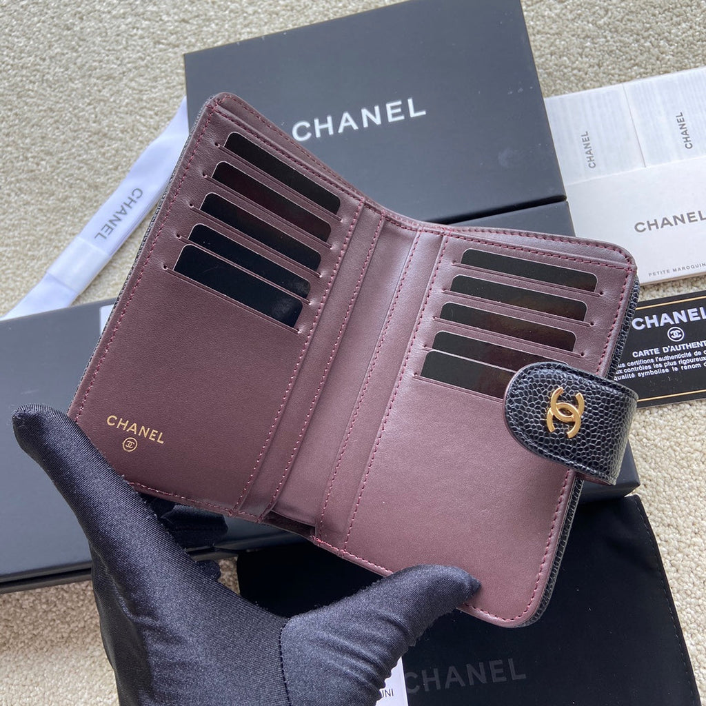 CC A48667 Zip Pocket Wallet Black Caviar GHW 229758