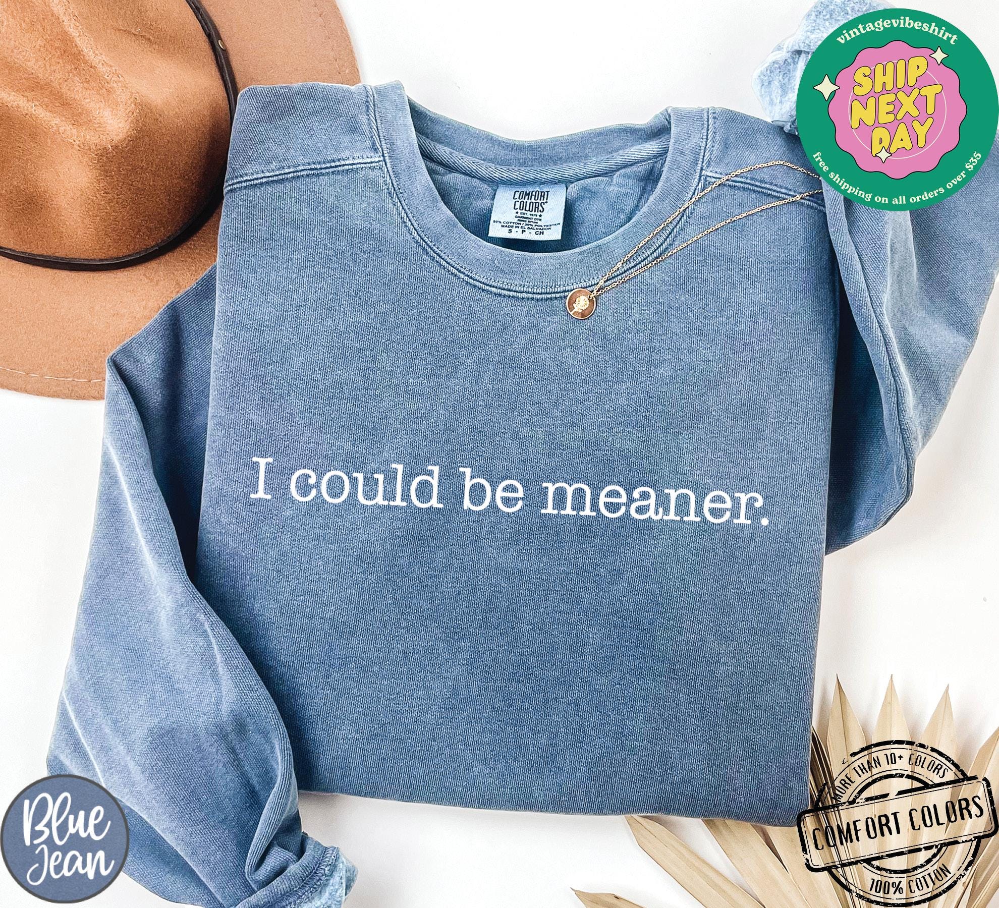 I Could Be Meaner Shirt Comfort Colors®, Sarcastic Sweatshirt, Funny Quote Crewneck, Funny Humor Shirt, Trendy Shirt For Woman, Sarcasm Tees