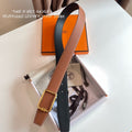 TUBE H BELT BUCKLE & REVERSIBLE BLACK AND CINNAMON BROWN LEATHER STRAP 38MM GOLD HARDWARE